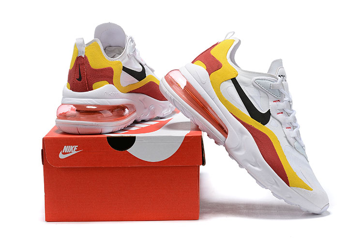 2019 Men Nike Air Max 270 React White Yellow Red Running Shoes